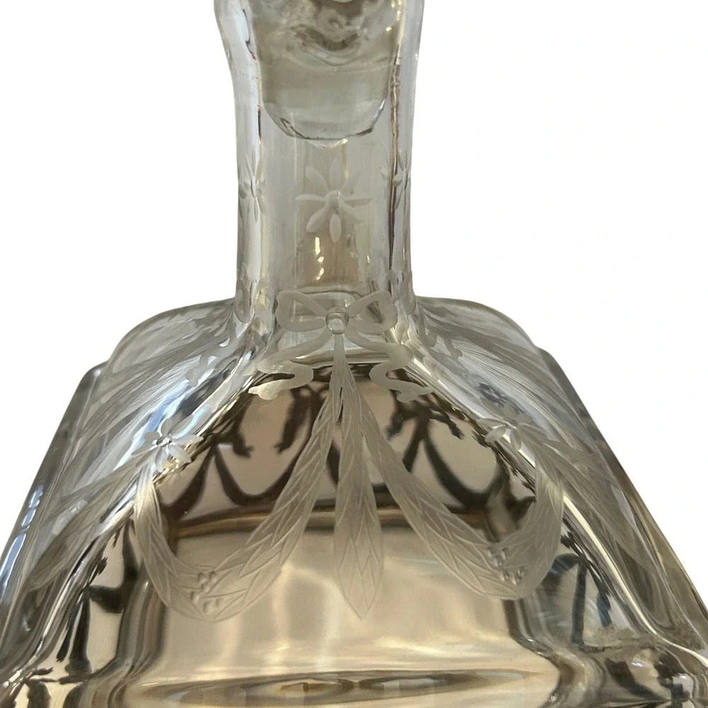 Antique German Hanau .800 Silver Glass Decanter JD Schleissner Sohne c1900